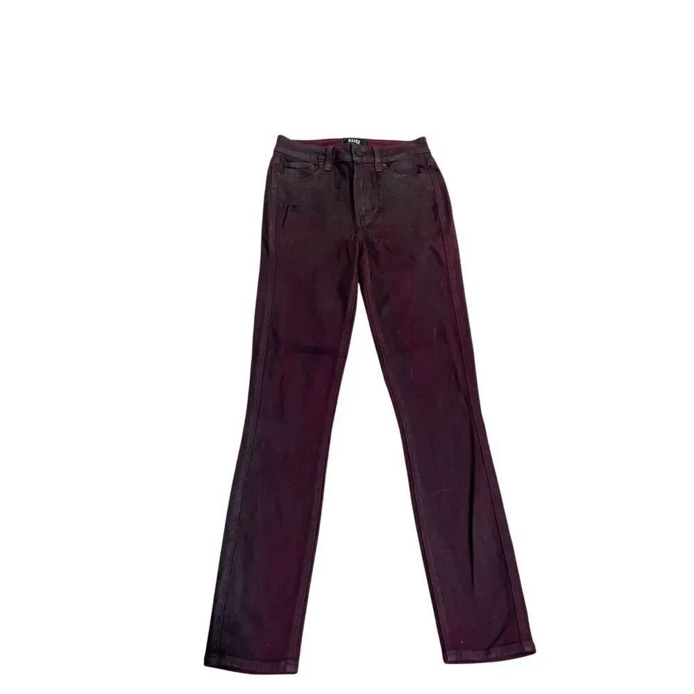 Paige Women's Luxe Coated Margot Ankle Skinny Jeans Burgundy Size 24